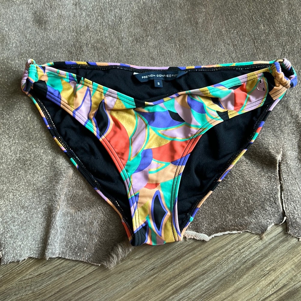 FCUK French Connection Metallic Abstract Leaf Print Bikini Bottom